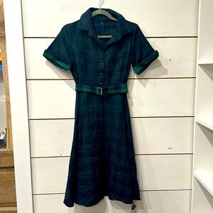 Retro style plaid flannel dress